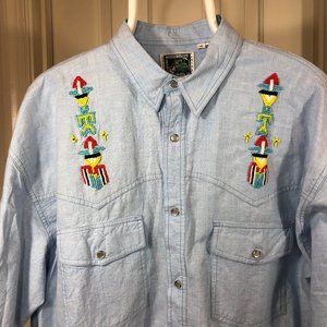 Light blue beaded size L shirt Terrapin Clothing